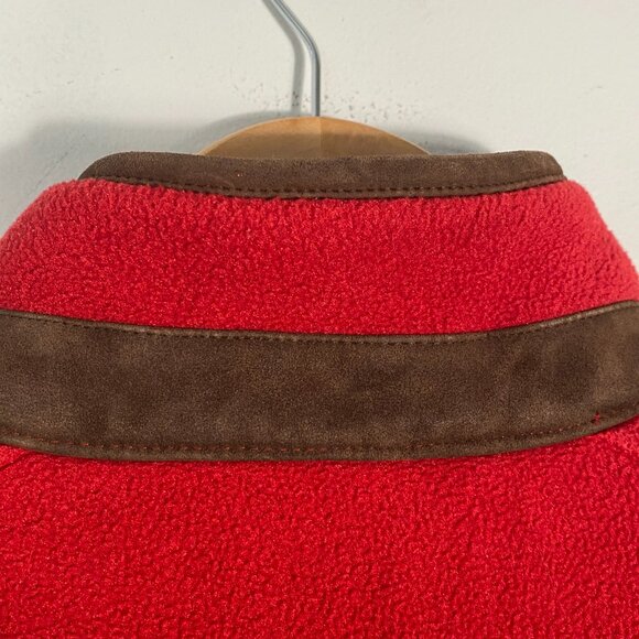 Polo Ralph Lauren Fleece Jacket Full Zip Leather Trim - Picture 7 of 7